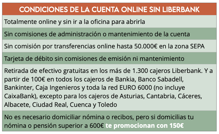 Condiciones Cuenta online sin Liberbank